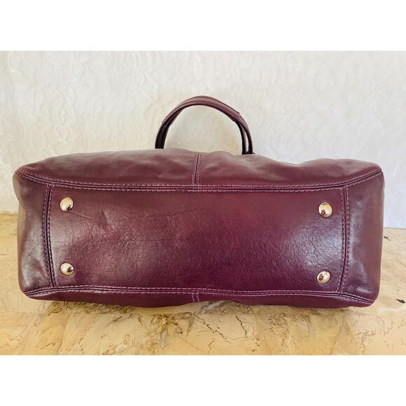 COACH Mia/garnet plum Pleated Leather Carryall Shoulder Bag 13914 - Picture 7 of 11